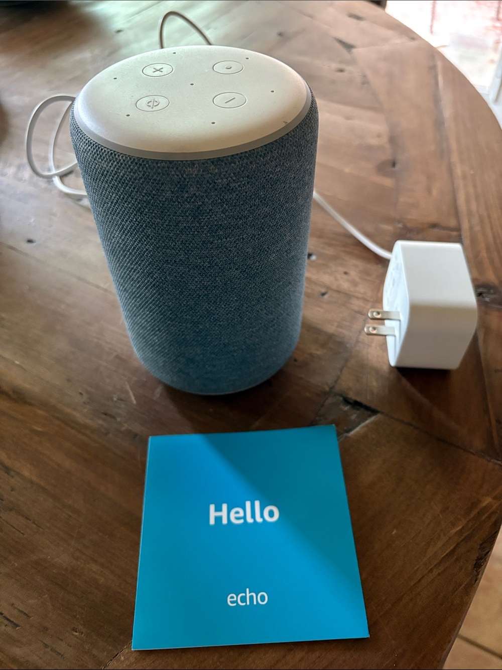 Amazon Echo Smart Speaker - denim blue Fabric with Cream Top